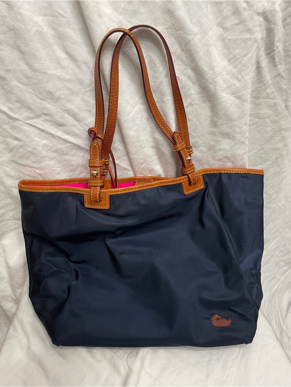 Dooney & Bourke Wayfarer Tote Navy and Hot Pink with Leather Trim NWOT
